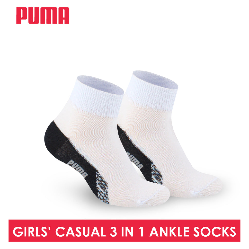 Puma Girls’ Cotton Lite Thin Casual Ankle Socks 3 pairs in a pack PGCKG22