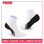Puma Girls’ Cotton Lite Thin Casual Ankle Socks 3 pairs in a pack PGCKG22