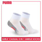 Puma Girls’ Cotton Lite Thin Casual Ankle Socks 3 pairs in a pack PGCKG22