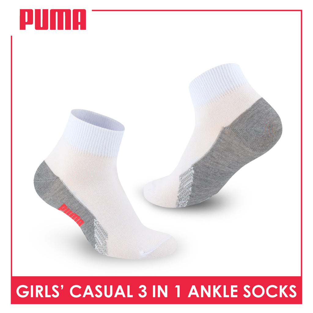 Puma Girls’ Cotton Lite Thin Casual Ankle Socks 3 pairs in a pack PGCKG22