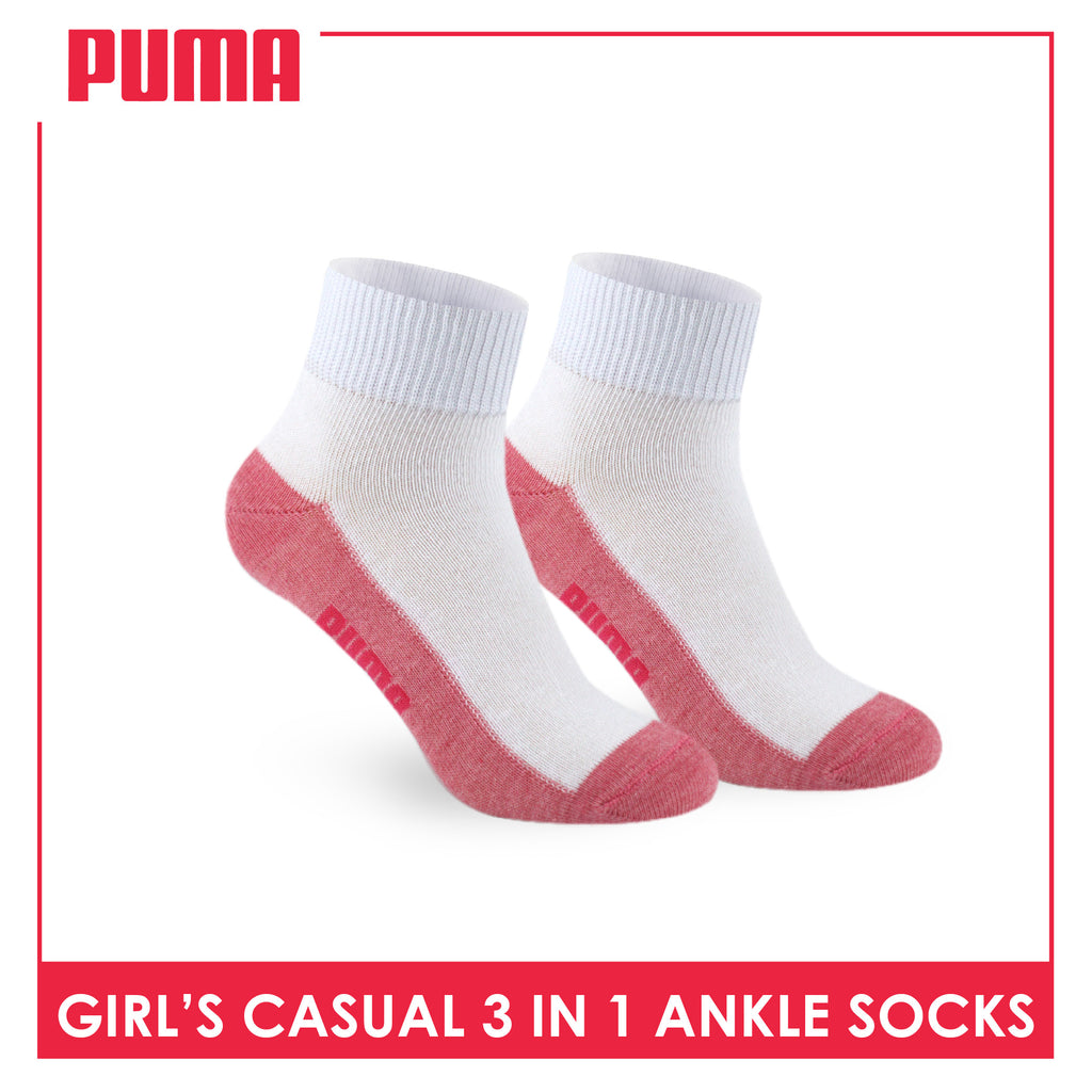 Puma Girls’ Cotton Lite Thin Casual Ankle Socks 3 pairs in a pack PGCKG22