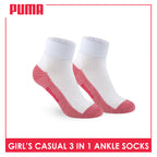 Puma Girls’ Cotton Lite Thin Casual Ankle Socks 3 pairs in a pack PGCKG22