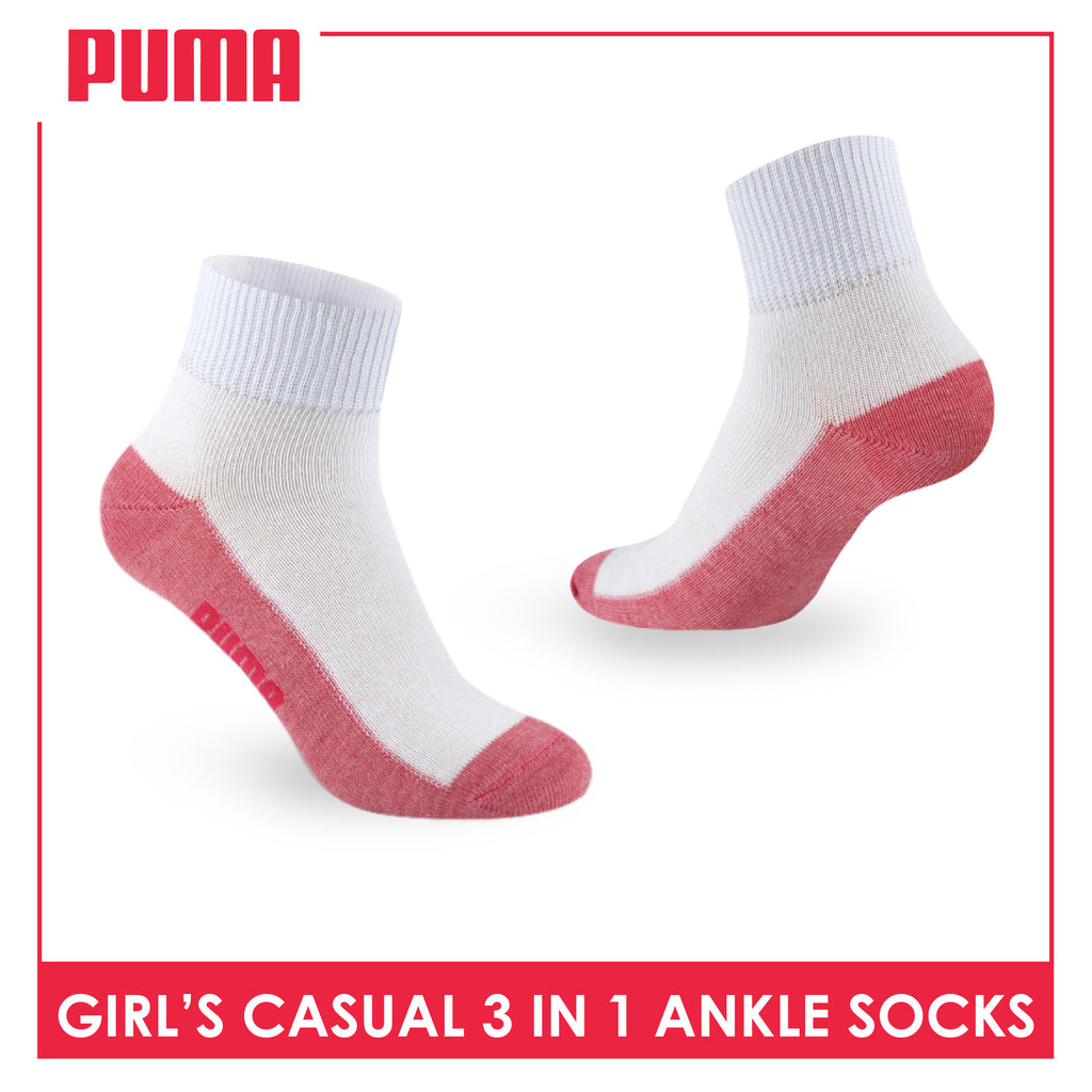 Puma Girls’ Cotton Lite Thin Casual Ankle Socks 3 pairs in a pack PGCKG22