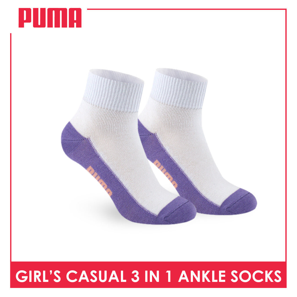 Puma Girls’ Cotton Lite Thin Casual Ankle Socks 3 pairs in a pack PGCKG22