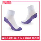 Puma Girls’ Cotton Lite Thin Casual Ankle Socks 3 pairs in a pack PGCKG22