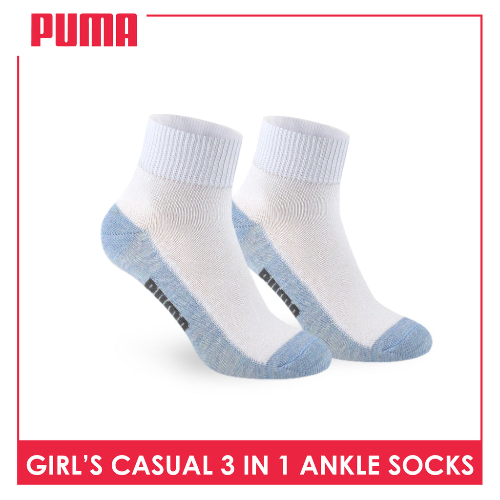 Puma Girls’ Cotton Lite Thin Casual Ankle Socks 3 pairs in a pack PGCKG22
