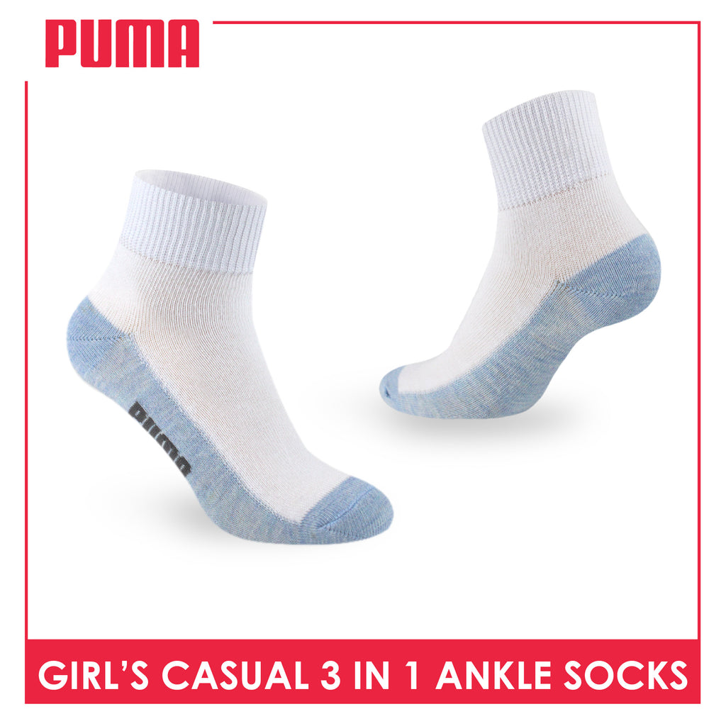 Puma Girls’ Cotton Lite Thin Casual Ankle Socks 3 pairs in a pack PGCKG22