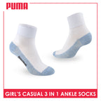 Puma Girls’ Cotton Lite Thin Casual Ankle Socks 3 pairs in a pack PGCKG22