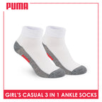 Puma Girls’ Cotton Lite Thin Casual Ankle Socks 3 pairs in a pack PGCKG22
