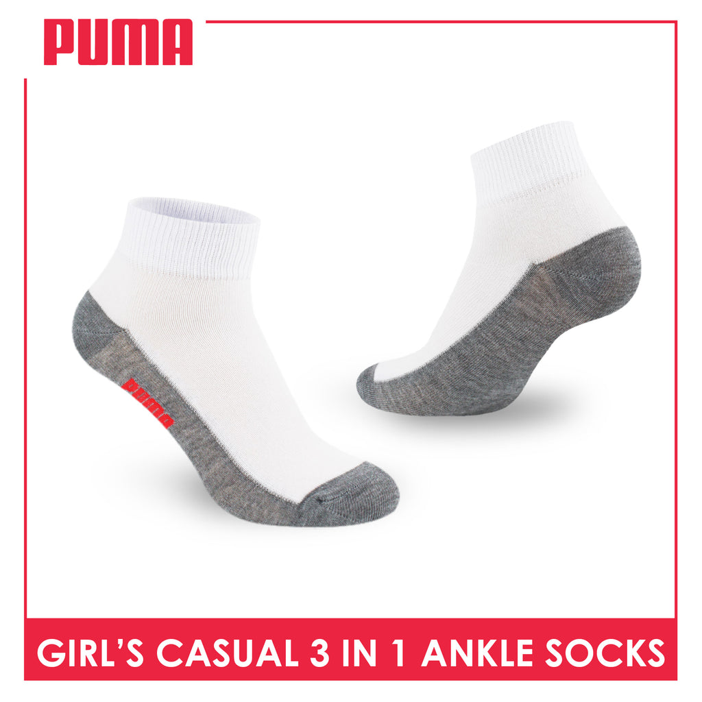 Puma Girls’ Cotton Lite Thin Casual Ankle Socks 3 pairs in a pack PGCKG22