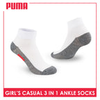 Puma Girls’ Cotton Lite Thin Casual Ankle Socks 3 pairs in a pack PGCKG22