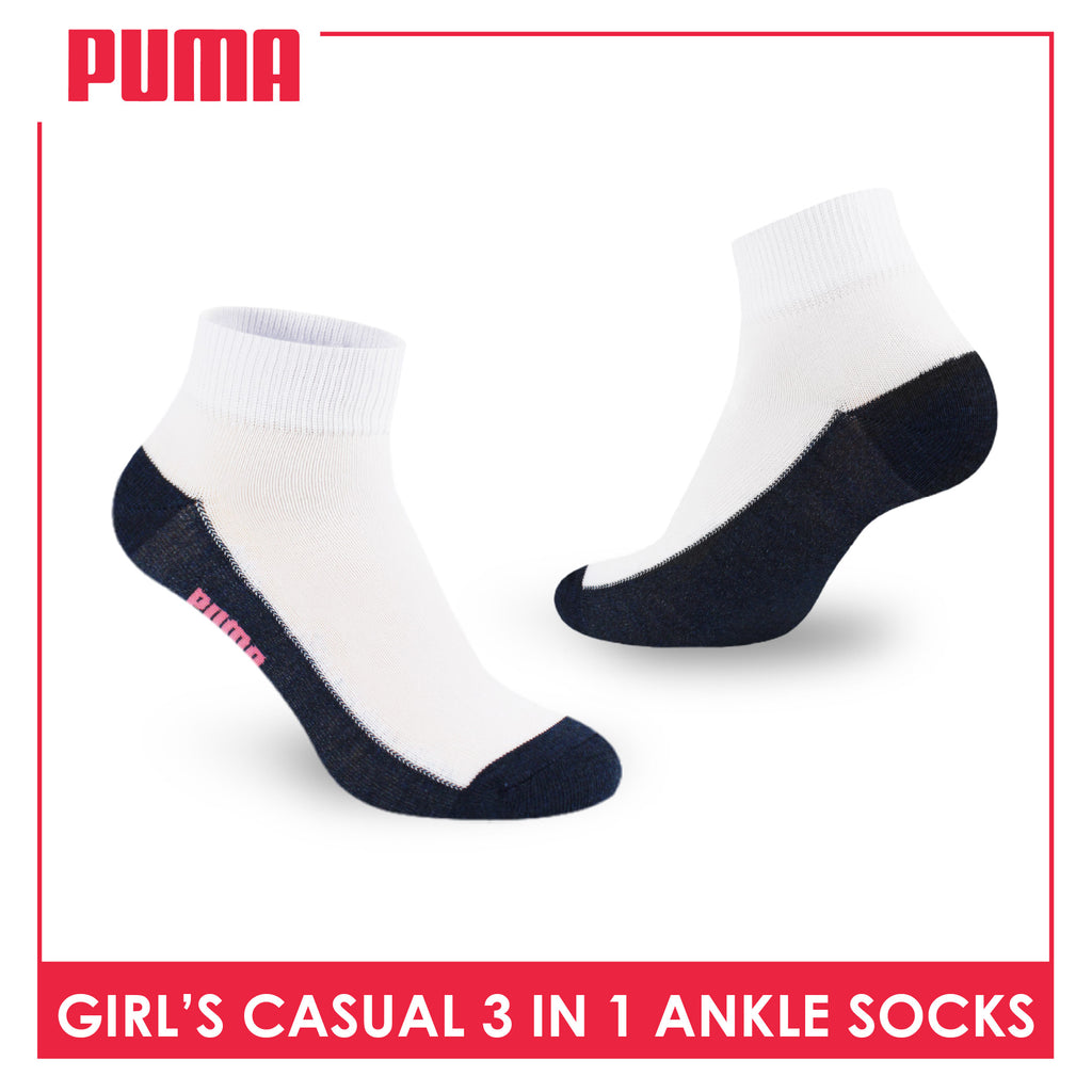 Puma Girls’ Cotton Lite Thin Casual Ankle Socks 3 pairs in a pack PGCKG22