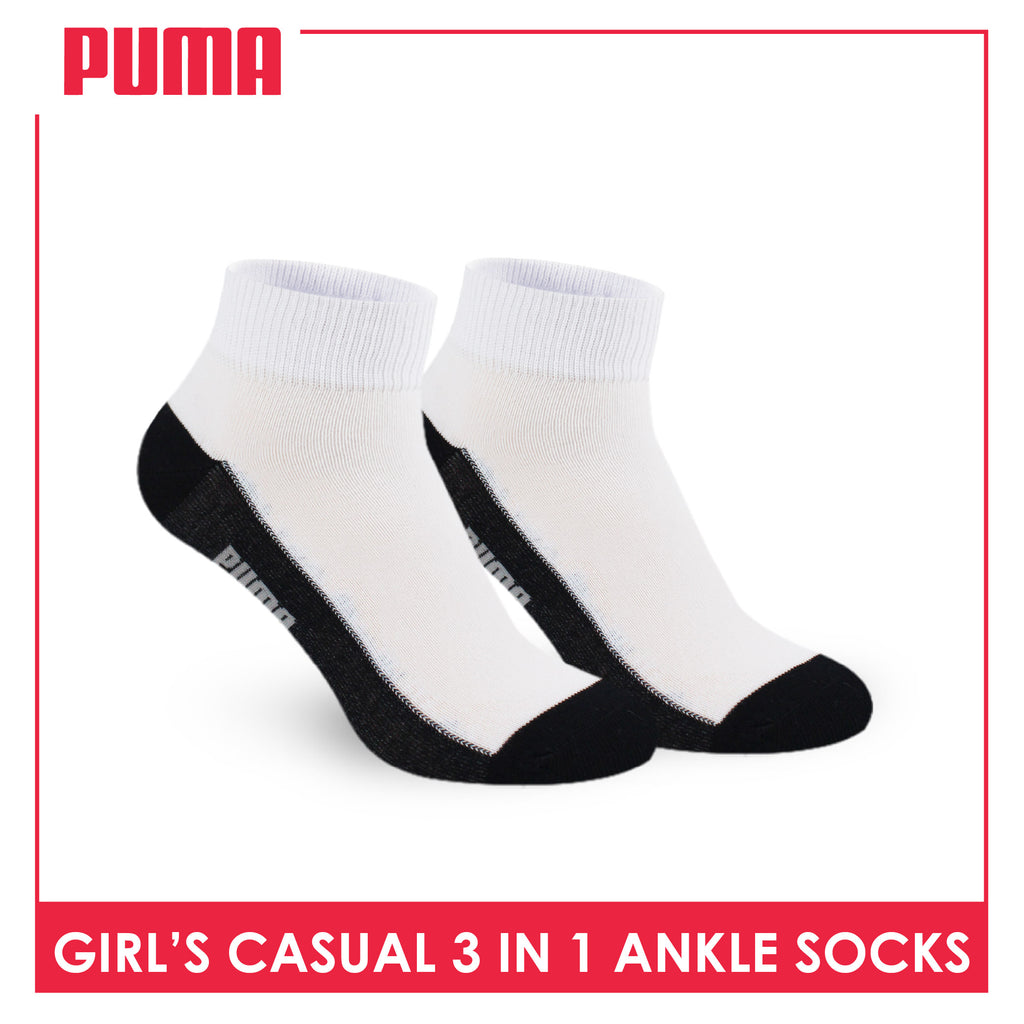 Puma Girls’ Cotton Lite Thin Casual Ankle Socks 3 pairs in a pack PGCKG22