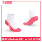 Puma Girls’ Cotton Lite Thin Casual Ankle Socks 3 pairs in a pack PGCKG23