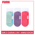 Puma Girls’ Cotton Lite Thin Casual Ankle Socks 3 pairs in a pack PGCKG23
