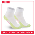 Puma Girl's Cotton Thin Casual Ankle Socks 3 pairs in a pack PGCKG26
