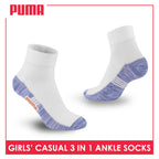Puma Girl's Cotton Thin Casual Ankle Socks 3 pairs in a pack PGCKG26