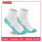 Puma Girl's Cotton Thin Casual Ankle Socks 3 pairs in a pack PGCKG26