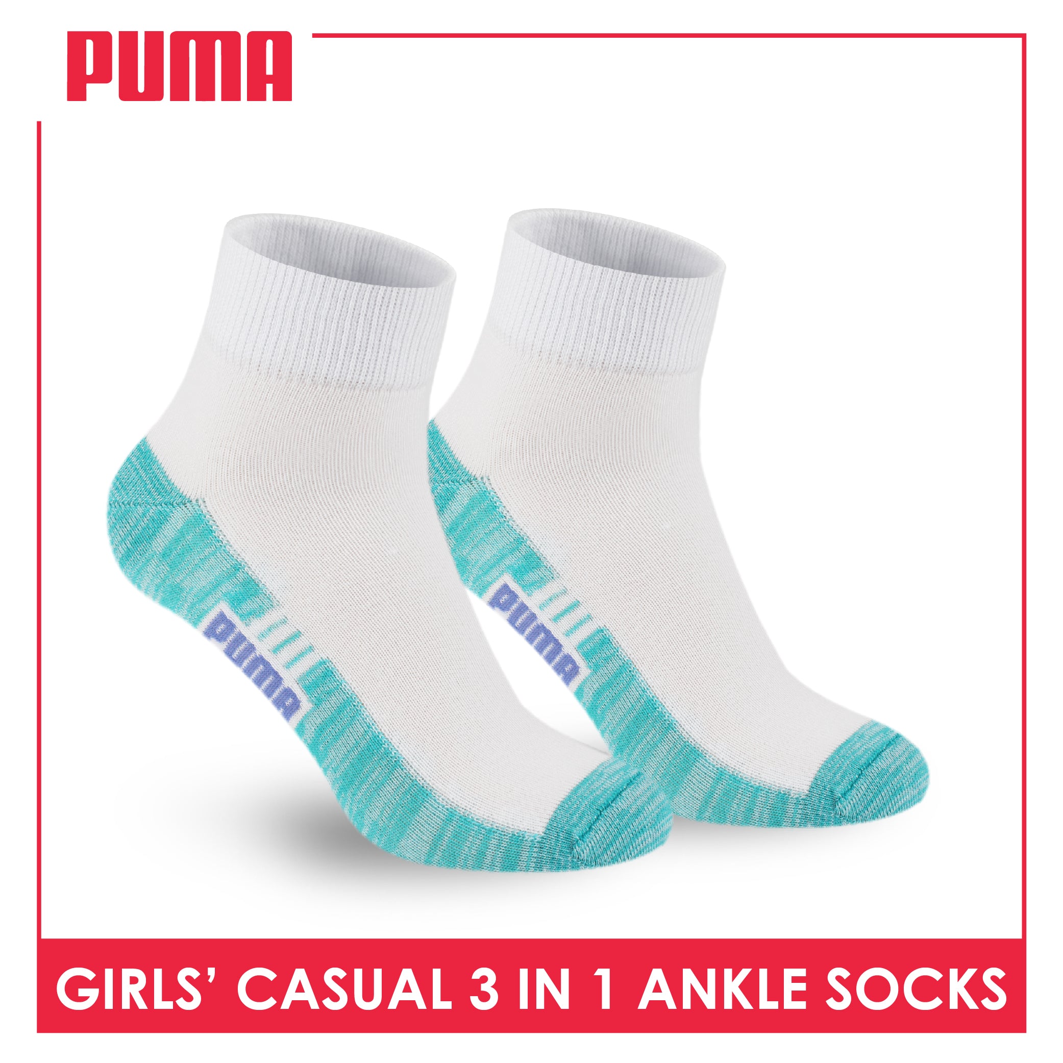 Puma Girl's Cotton Thin Casual Ankle Socks 3 pairs in a pack PGCKG26