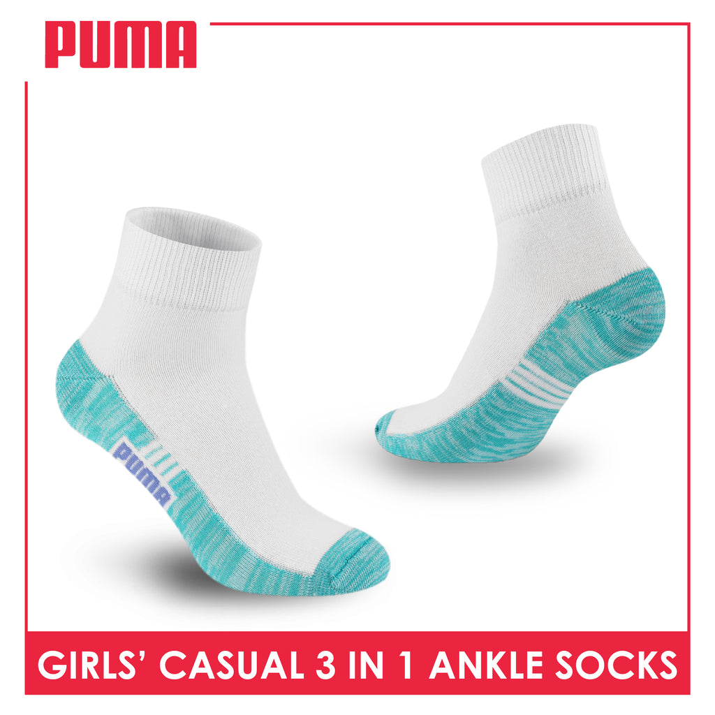 Puma Girl's Cotton Thin Casual Ankle Socks 3 pairs in a pack PGCKG26