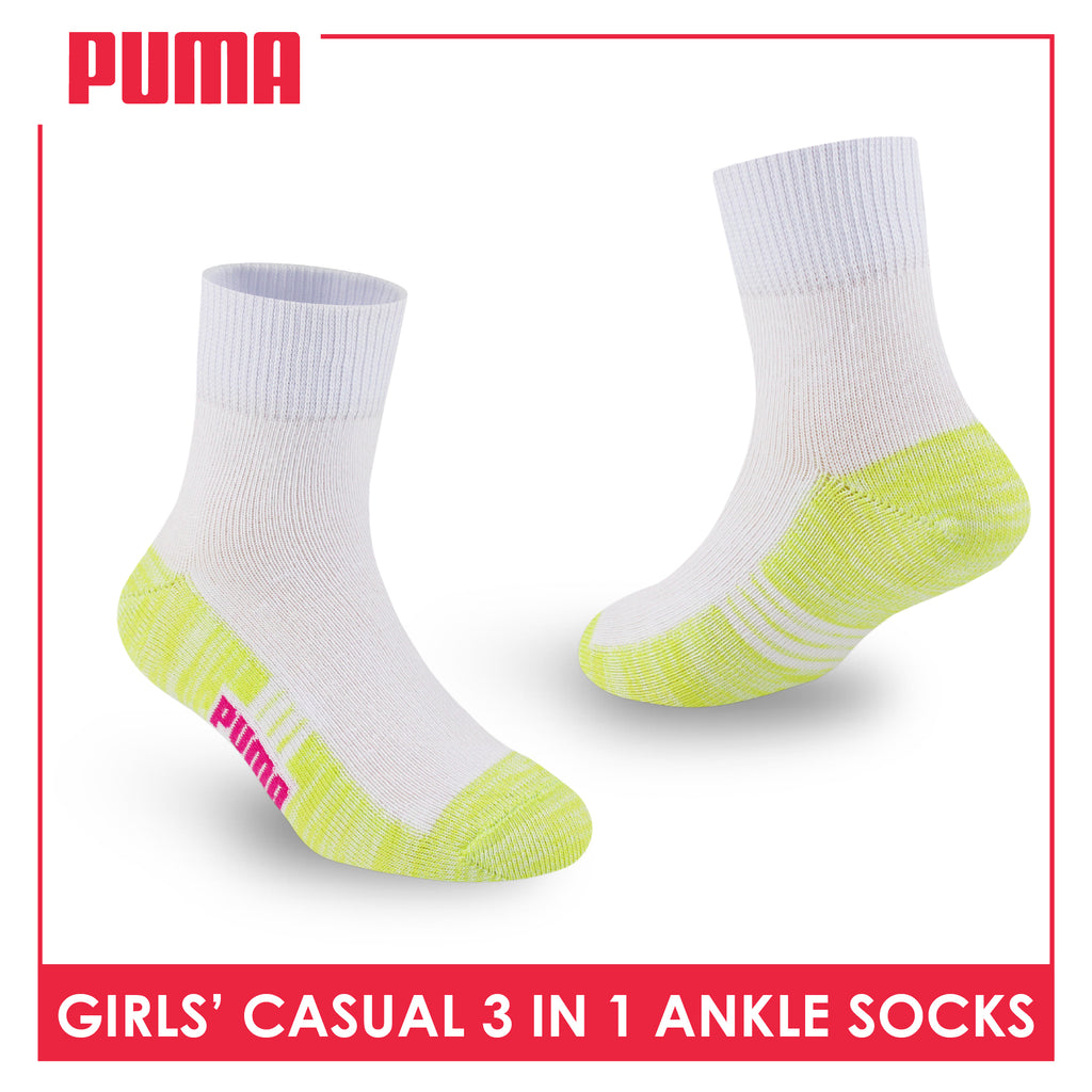 Puma Girl's Cotton Thin Casual Ankle Socks 3 pairs in a pack PGCKG26