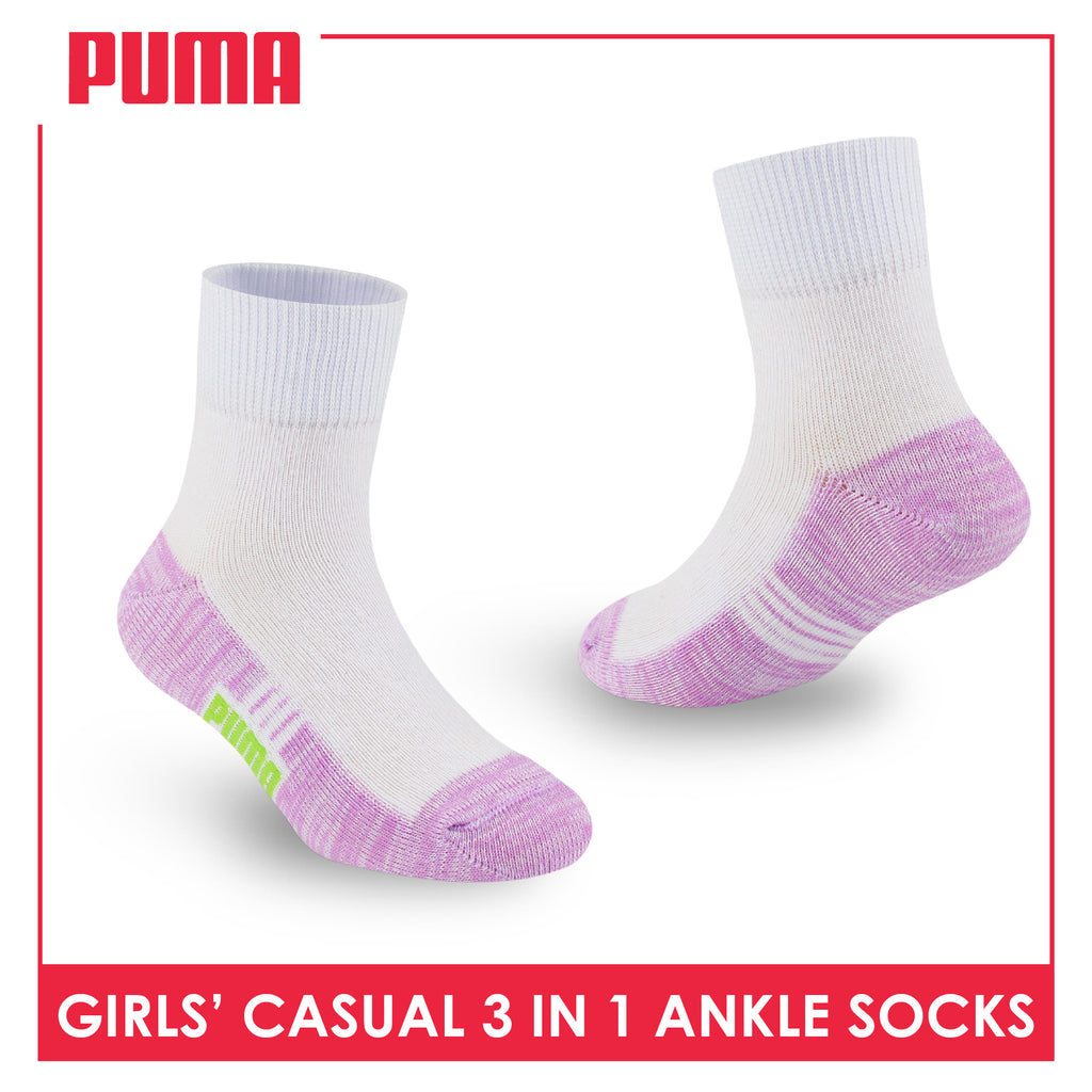 Puma Girl's Cotton Thin Casual Ankle Socks 3 pairs in a pack PGCKG26