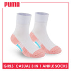 Puma Girl's Cotton Thin Casual Ankle Socks 3 pairs in a pack PGCKG26
