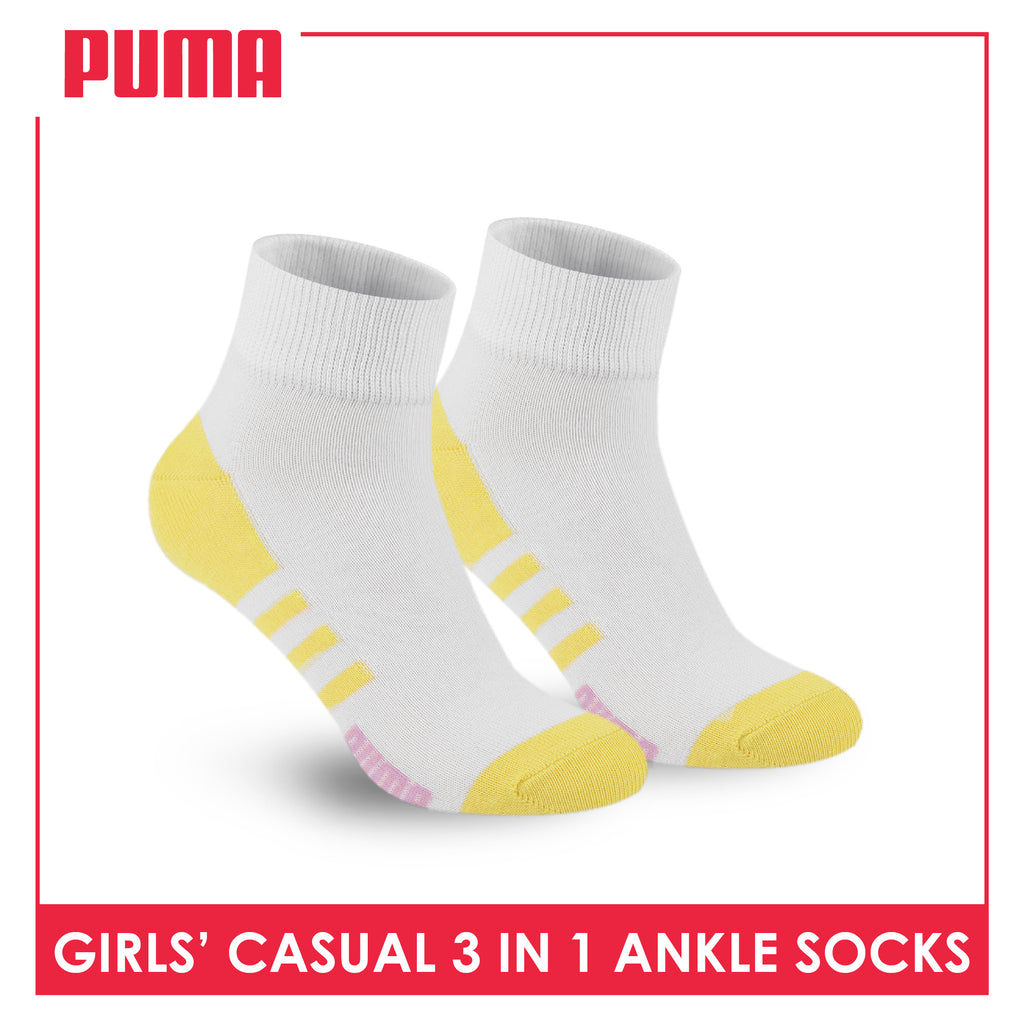Puma Girl's Cotton Thin Casual Ankle Socks 3 pairs in a pack PGCKG27