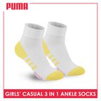 Puma Girl's Cotton Thin Casual Ankle Socks 3 pairs in a pack PGCKG27