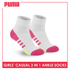 Puma Girl's Cotton Thin Casual Ankle Socks 3 pairs in a pack PGCKG27