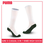 Puma Girl's Cotton Thin Casual Knee High Socks 3 pairs in a pack PGKHG3