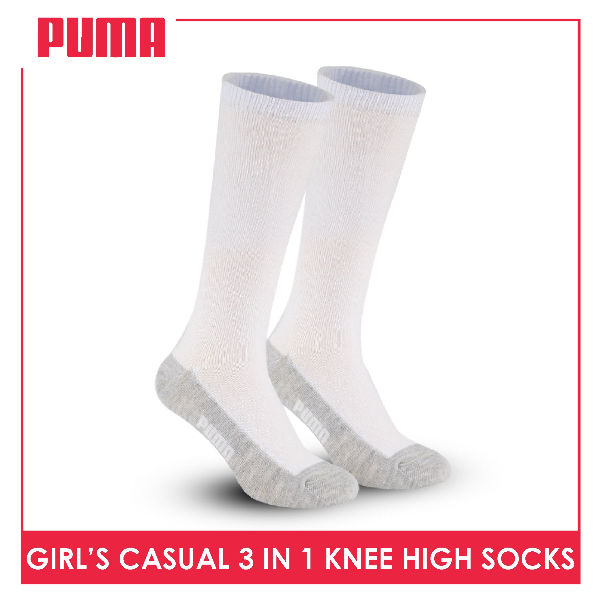 Puma Girl's Cotton Thin Casual Knee High Socks 3 pairs in a pack PGKHG3