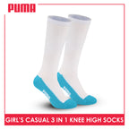 Puma Girl's Cotton Thin Casual Knee High Socks 3 pairs in a pack PGKHG3