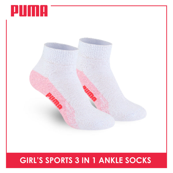 Puma Girls’ Cotton Thick Sports Ankle Socks 3 pairs in a pack PGSKG8
