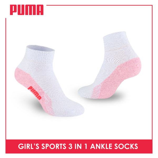Puma Girls’ Cotton Thick Sports Ankle Socks 3 pairs in a pack PGSKG8