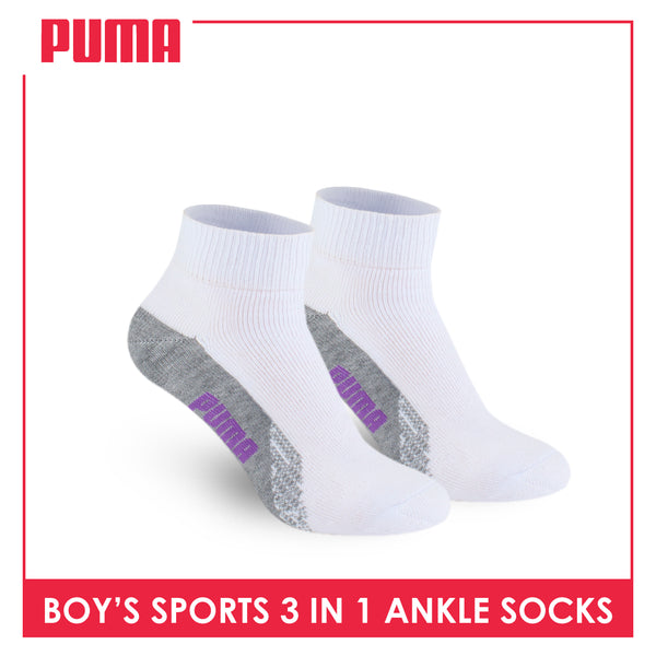 Puma Boys’ Cotton Thick Sports Ankle Socks 3 pairs in a pack PGSKG8