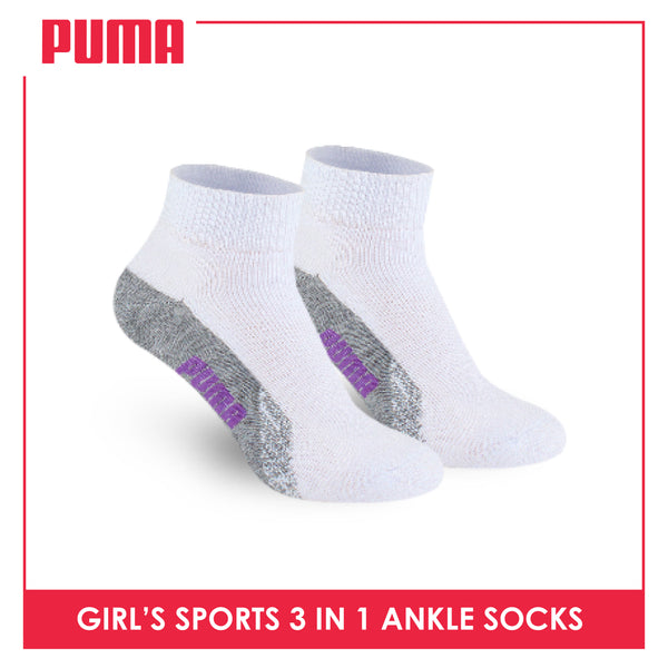 Puma Girls’ Cotton Thick Sports Ankle Socks 3 pairs in a pack PGSKG8
