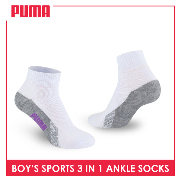 Puma Boys’ Cotton Thick Sports Ankle Socks 3 pairs in a pack PGSKG8