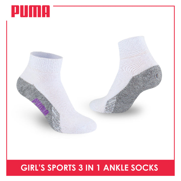 Puma Girls’ Cotton Thick Sports Ankle Socks 3 pairs in a pack PGSKG8