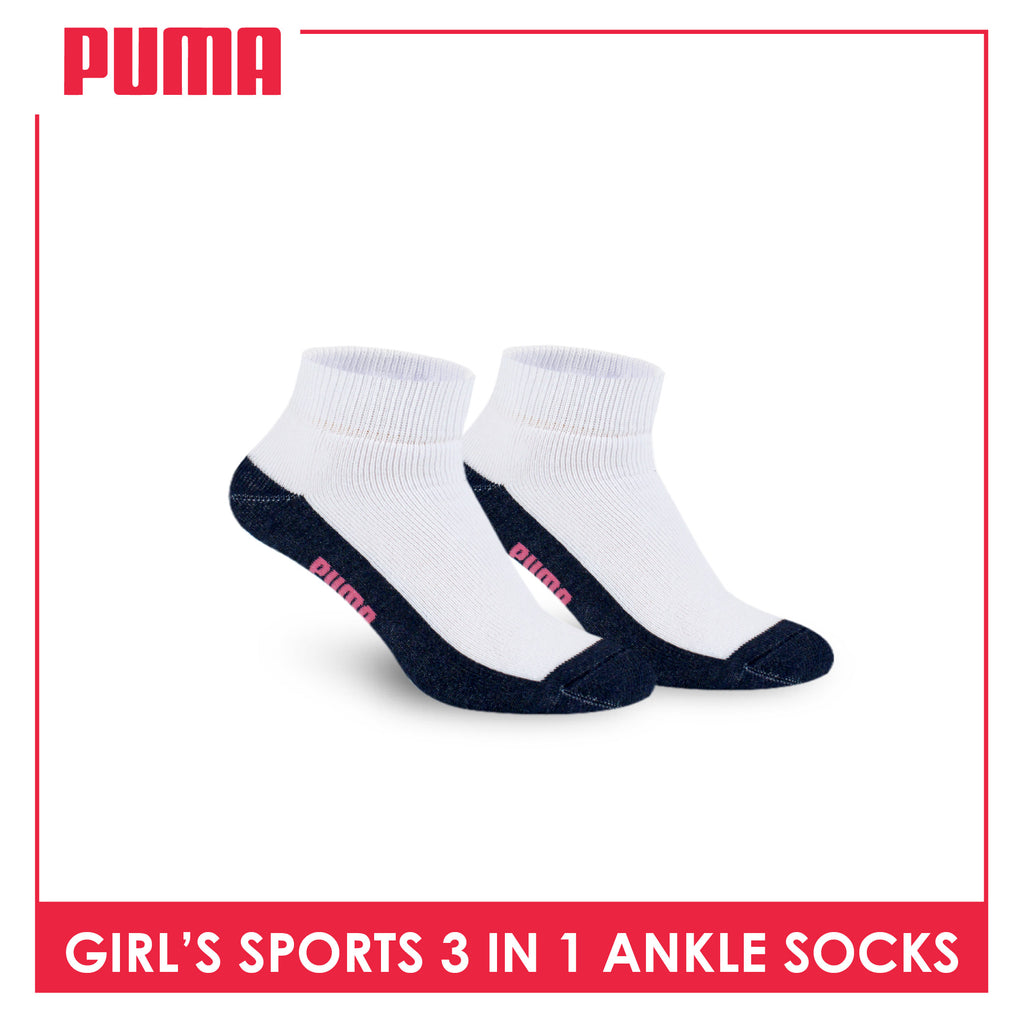 Puma Girls’ Cotton Thick Sports Ankle Socks 3 pairs in a pack PGSKG8