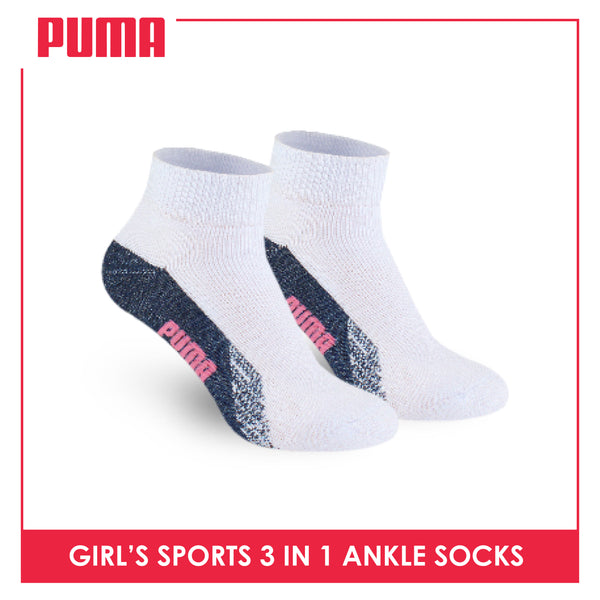 Puma Girls’ Cotton Thick Sports Ankle Socks 3 pairs in a pack PGSKG8
