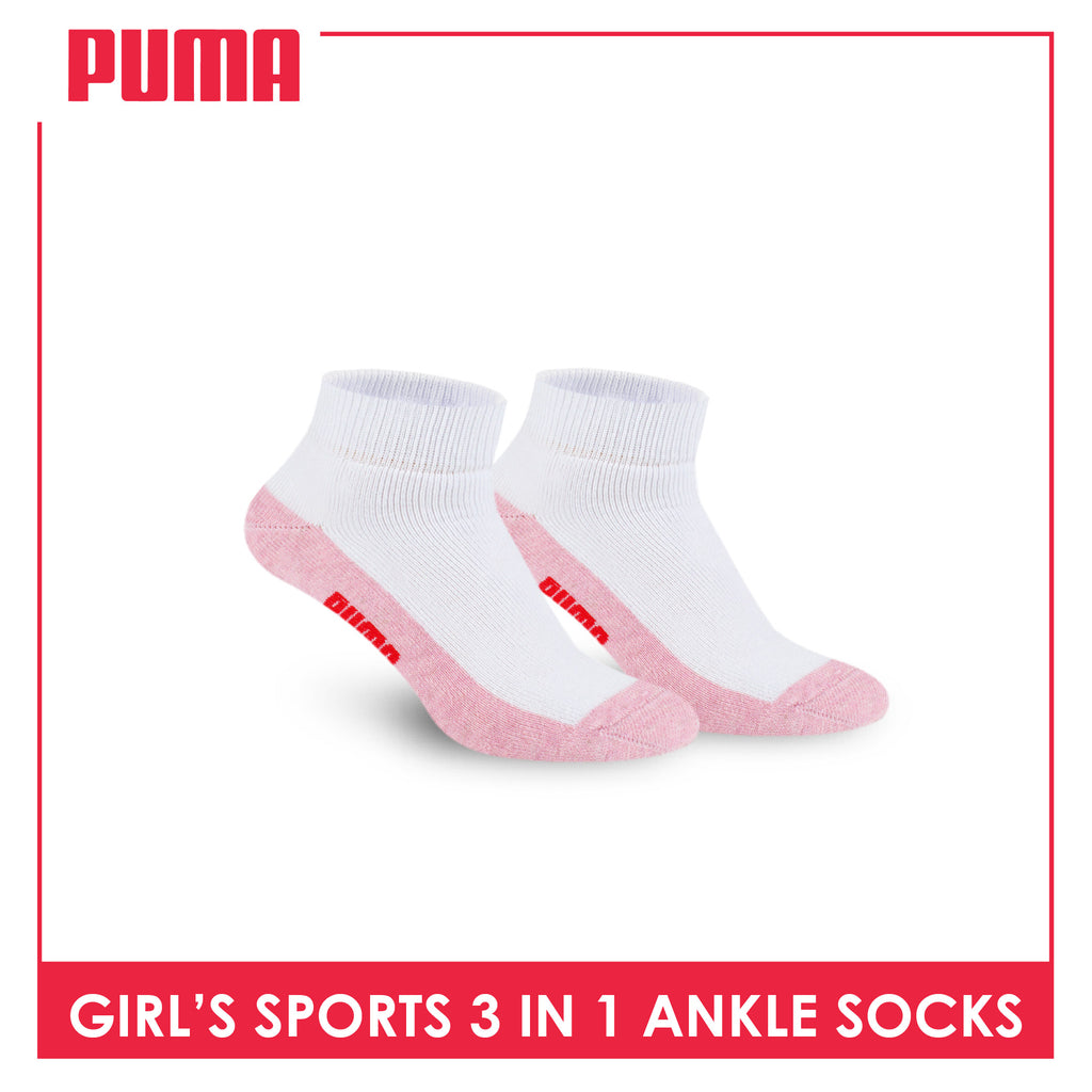 Puma Girls’ Cotton Thick Sports Ankle Socks 3 pairs in a pack PGSKG8