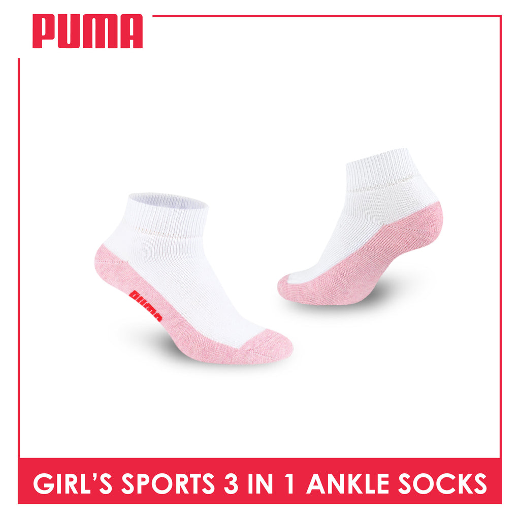 Puma Girls’ Cotton Thick Sports Ankle Socks 3 pairs in a pack PGSKG8