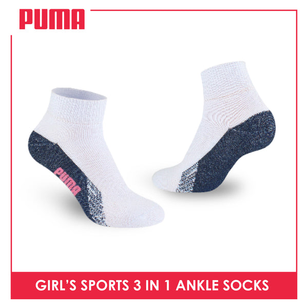Puma Girls’ Cotton Thick Sports Ankle Socks 3 pairs in a pack PGSKG8