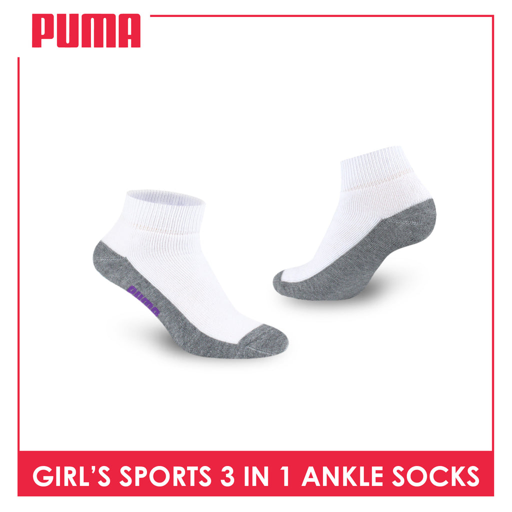 Puma Girls’ Cotton Thick Sports Ankle Socks 3 pairs in a pack PGSKG8