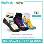 Biofresh | Pokemon Kids Antimicrobial Cotton Thin Casual Ankle Socks 3 pairs in 1 pack PKRBCG531