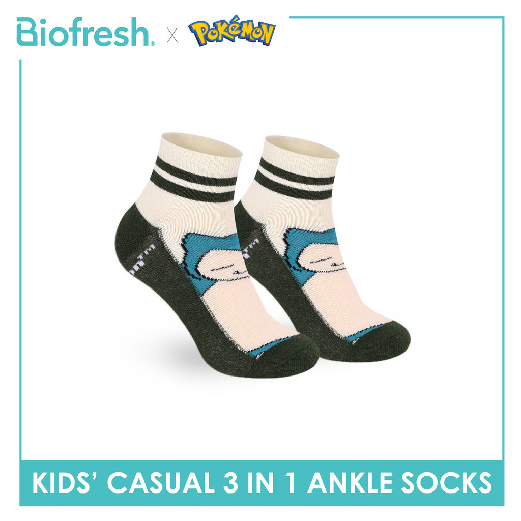 Biofresh | Pokemon Kids Antimicrobial Cotton Thin Casual Ankle Socks 3 pairs in 1 pack PKRBCG531