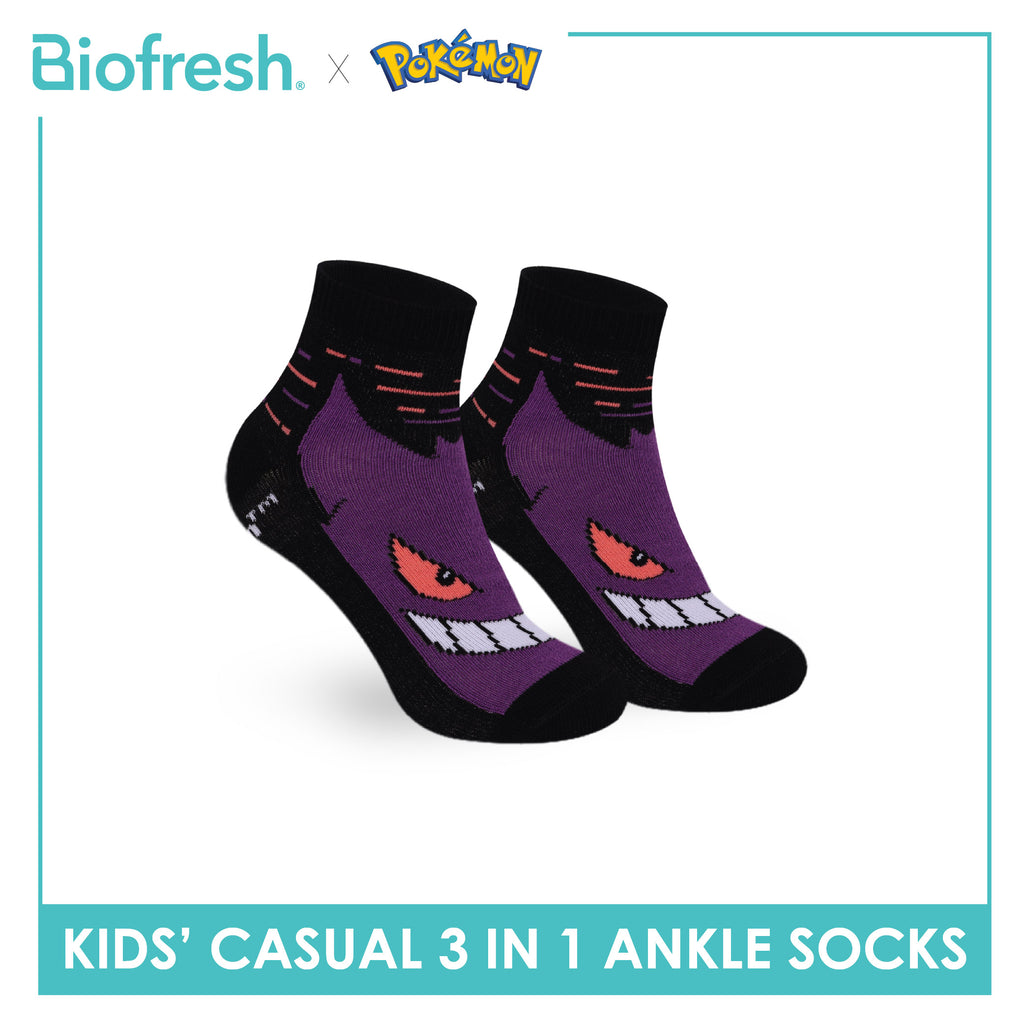 Biofresh | Pokemon Kids Antimicrobial Cotton Thin Casual Ankle Socks 3 pairs in 1 pack PKRBCG531