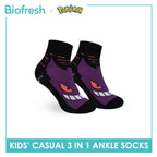 Biofresh | Pokemon Kids Antimicrobial Cotton Thin Casual Ankle Socks 3 pairs in 1 pack PKRBCG531