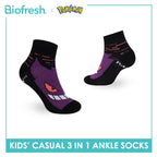 Biofresh | Pokemon Kids Antimicrobial Cotton Thin Casual Ankle Socks 3 pairs in 1 pack PKRBCG531